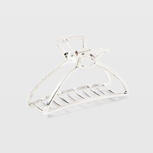 Club Monaco Silver Linear Open Sides Hair Claw Clip